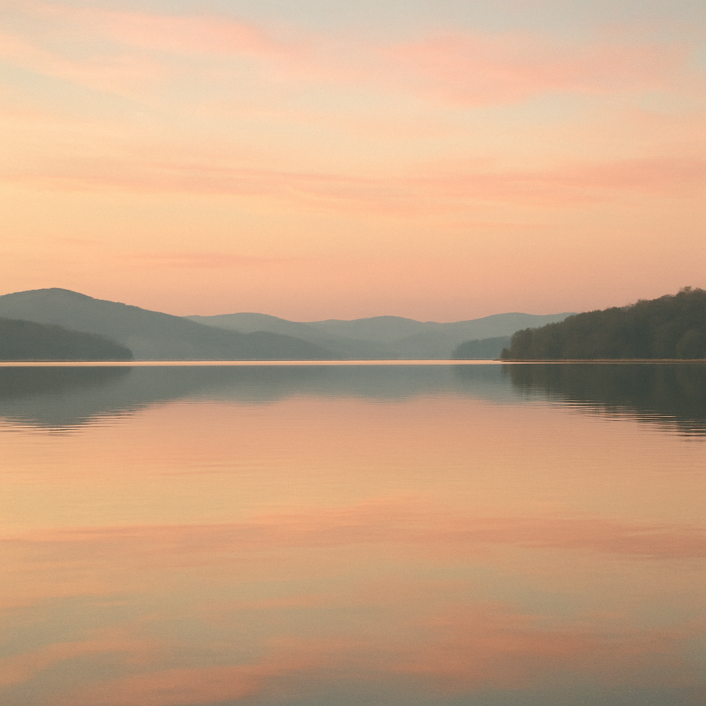 A calm lake at sunset (photo 6)